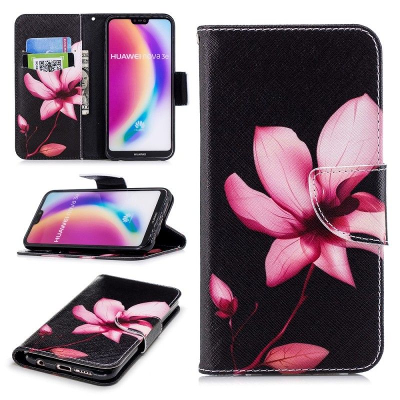 Leren Hoesje voor Huawei P20 Lite Roze Bloem