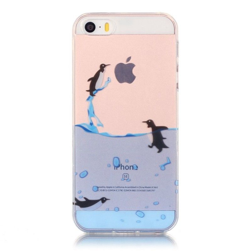 Case Hoesje iPhone 5 / 5S / SE Telefoonhoesje Transparant Spel Van Pinguïns