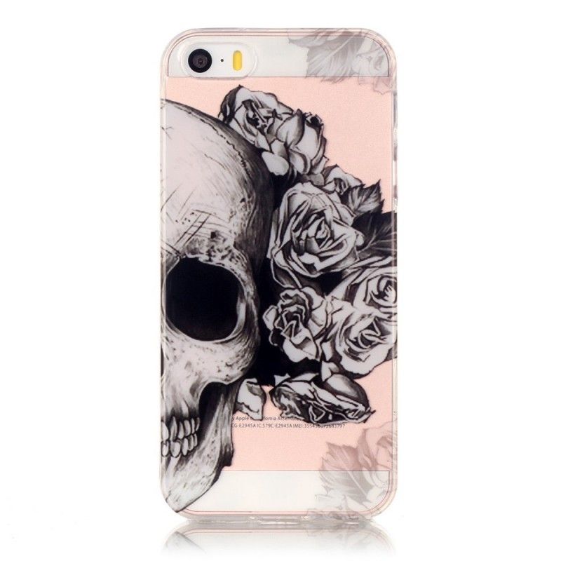 Cover Hoesje iPhone 5 / 5S / SE Telefoonhoesje Transparant Gebloemde Schedel