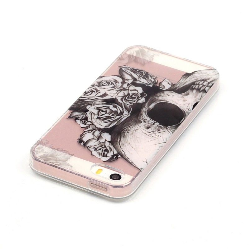 Cover Hoesje iPhone 5 / 5S / SE Telefoonhoesje Transparant Gebloemde Schedel