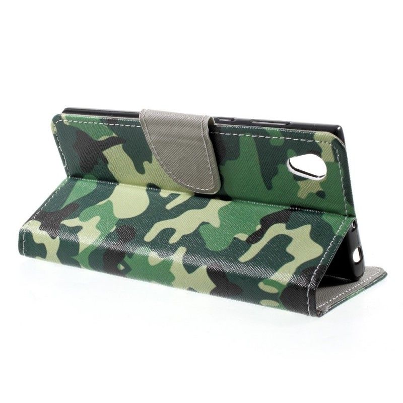 Leren Hoesje Sony Xperia L1 Militaire Camouflage