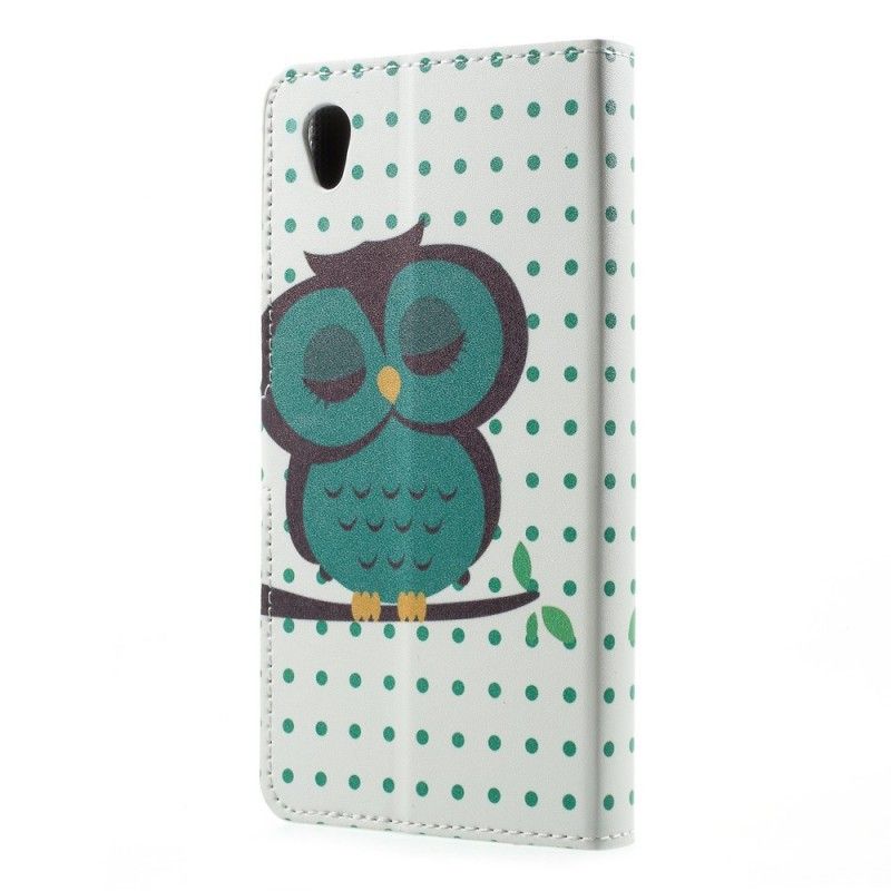 Leren Hoesje Sony Xperia L1 Slapende Uil