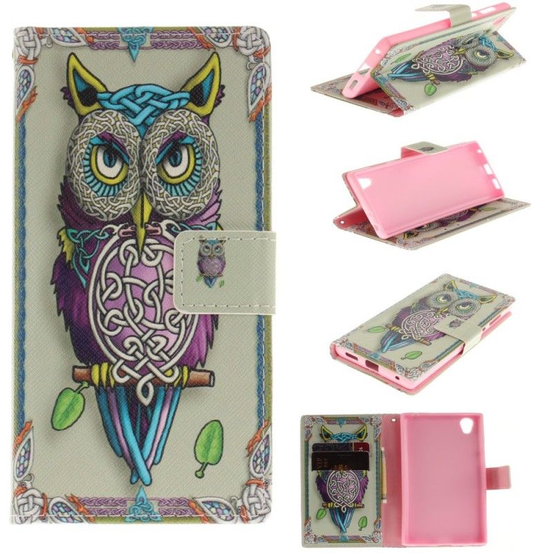 Leren Hoesje Sony Xperia L1 Tribale Uil
