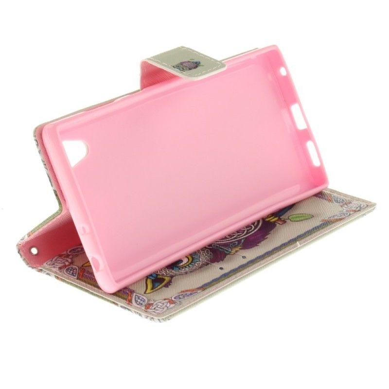 Leren Hoesje Sony Xperia L1 Tribale Uil