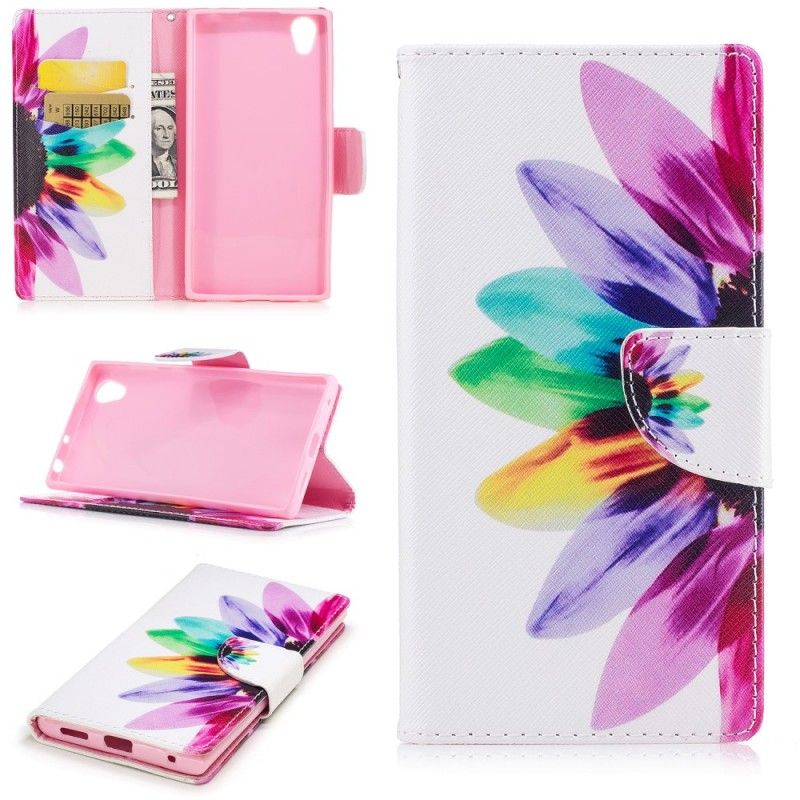 Leren Hoesje voor Sony Xperia L1 Aquarelbloem