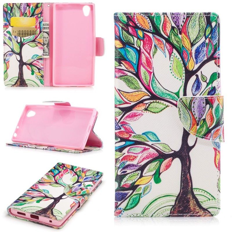 Leren Hoesje voor Sony Xperia L1 Gekleurde Boom