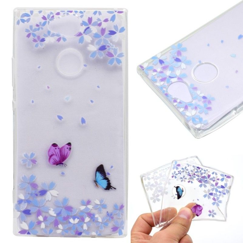 Case Hoesje Sony Xperia XA2 Telefoonhoesje Transparante Vlinders En Bloemen
