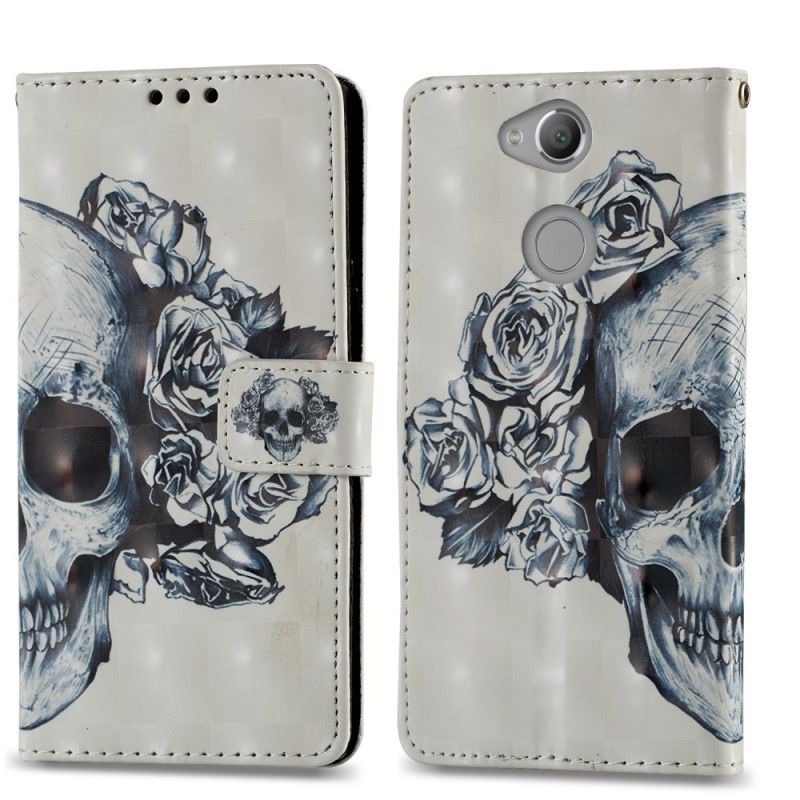 Cover Folio-hoesje Sony Xperia XA2 Telefoonhoesje 3D Bloemenschedel