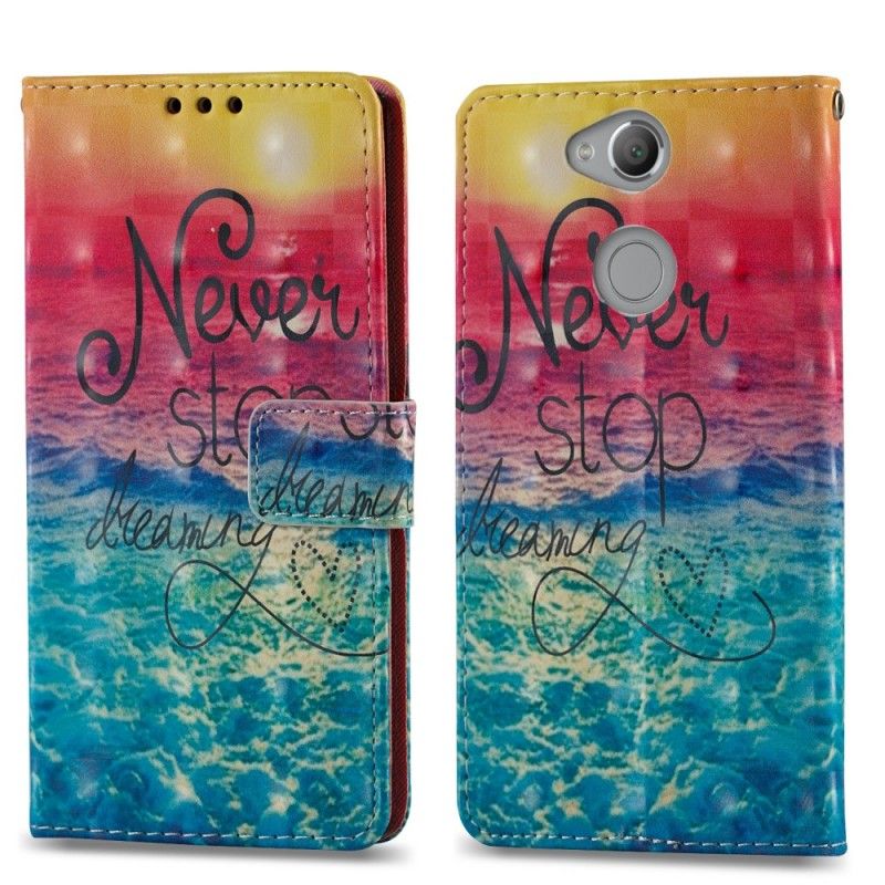 Cover Folio-hoesje Sony Xperia XA2 Telefoonhoesje Stop Nooit Met Dromen 3D