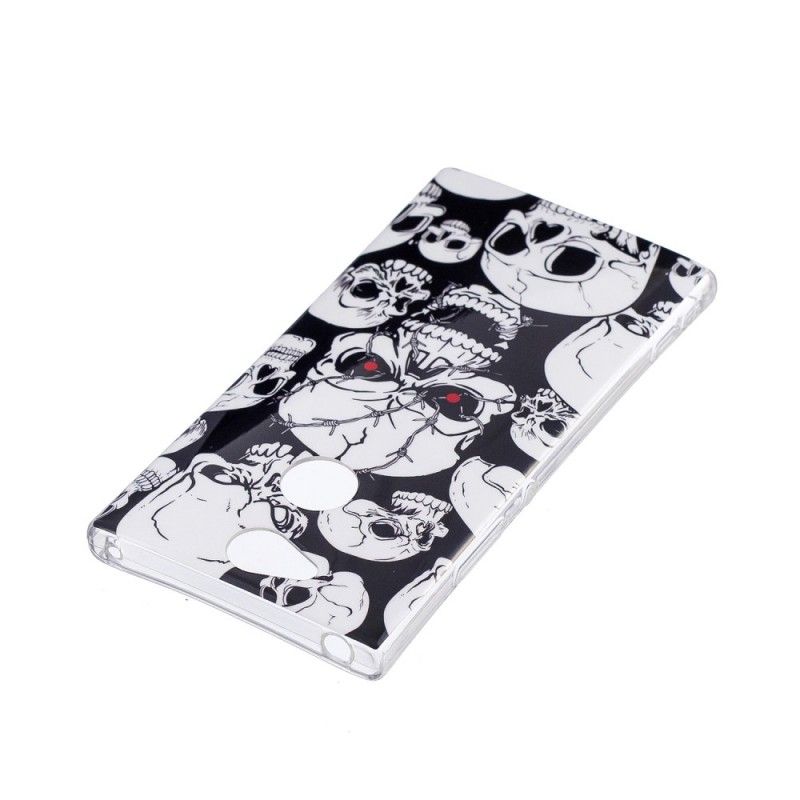 Cover Hoesje Sony Xperia XA2 Telefoonhoesje Aandacht Fluorescerende Schedels