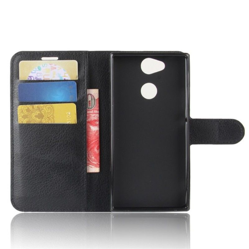 Flip Case Leren Sony Xperia XA2 Wit Zwart Retro Kunstleer