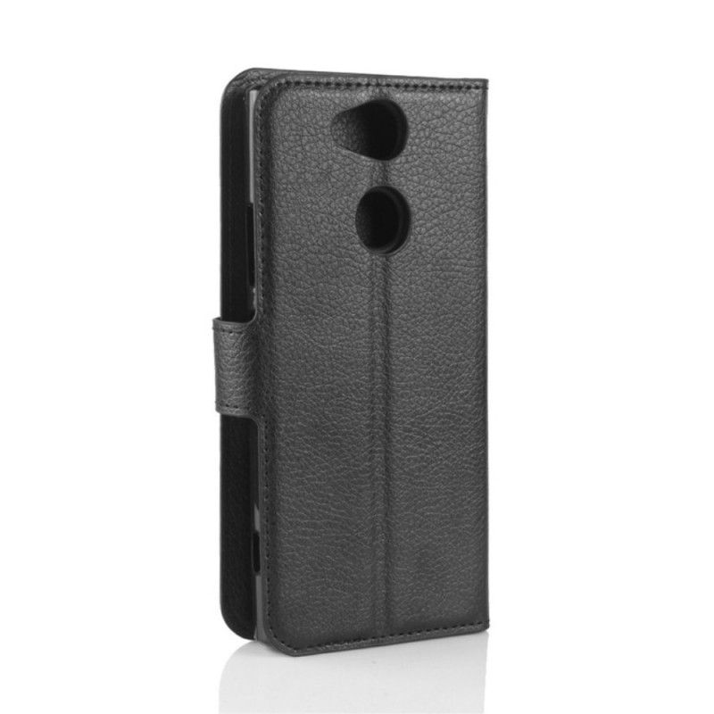 Flip Case Leren Sony Xperia XA2 Wit Zwart Retro Kunstleer