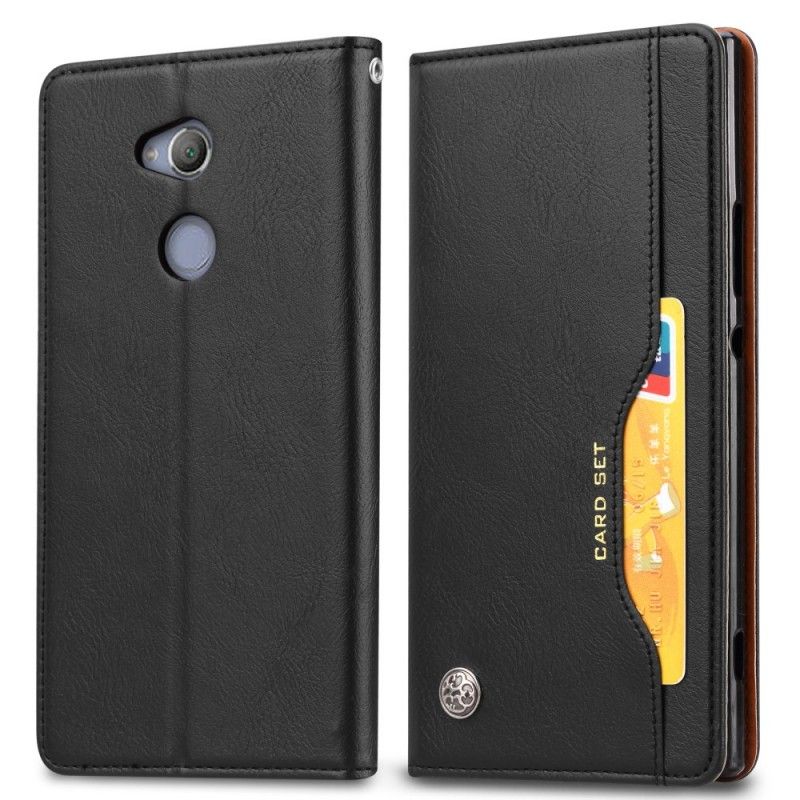 Folio-hoesje Sony Xperia XA2 Rood Zwart Telefoonhoesje Kaarthouder Van Imitatieleer