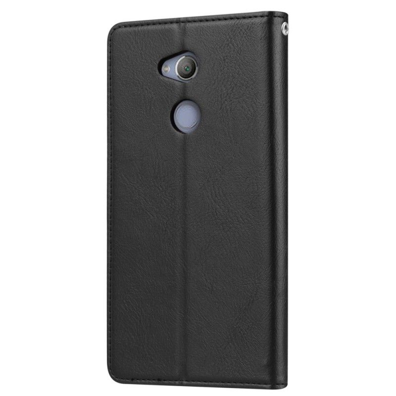 Folio-hoesje Sony Xperia XA2 Rood Zwart Telefoonhoesje Kaarthouder Van Imitatieleer