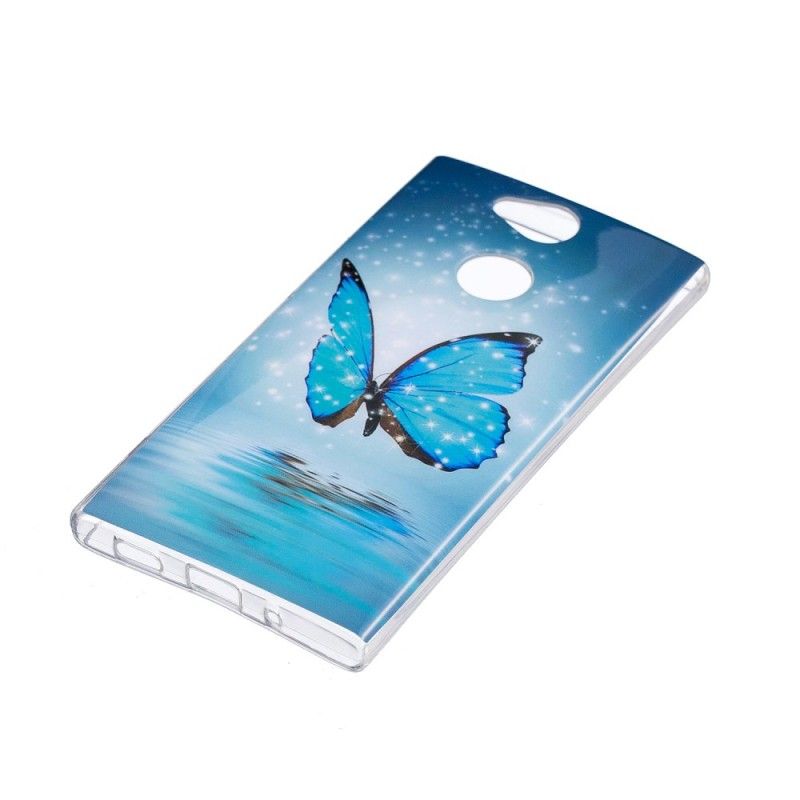 Hoesje Sony Xperia XA2 Fluorescerende Blauwe Vlinder