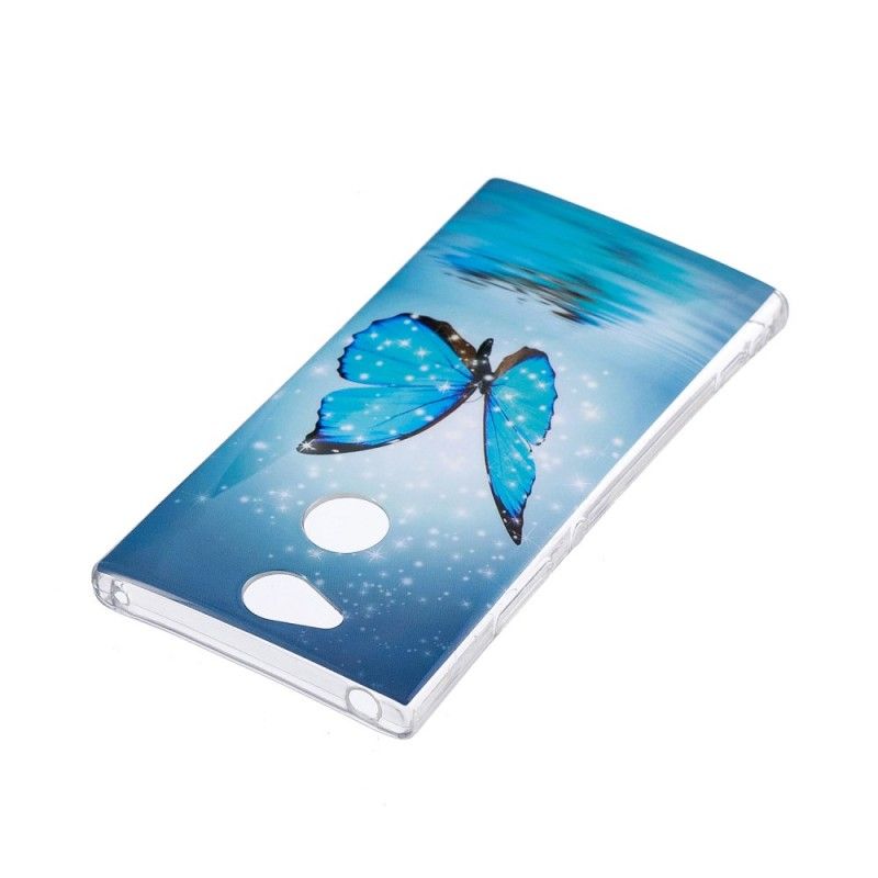 Hoesje Sony Xperia XA2 Fluorescerende Blauwe Vlinder