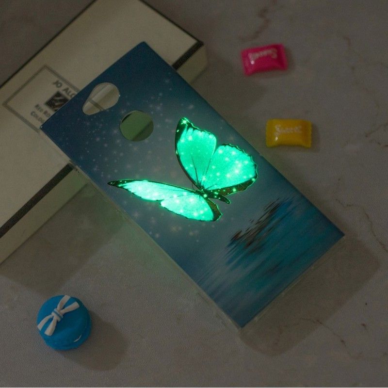 Hoesje Sony Xperia XA2 Fluorescerende Blauwe Vlinder
