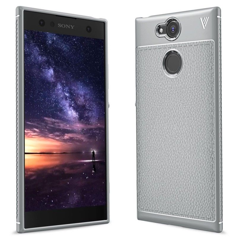 Hoesje Sony Xperia XA2 Rood Dubbellijns Lychee Leereffect