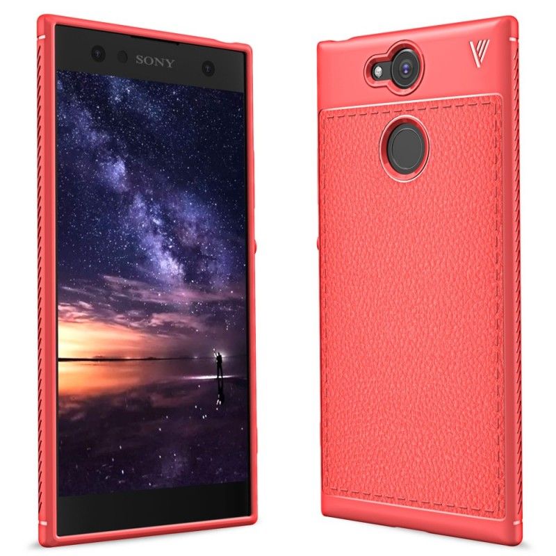 Hoesje Sony Xperia XA2 Rood Dubbellijns Lychee Leereffect