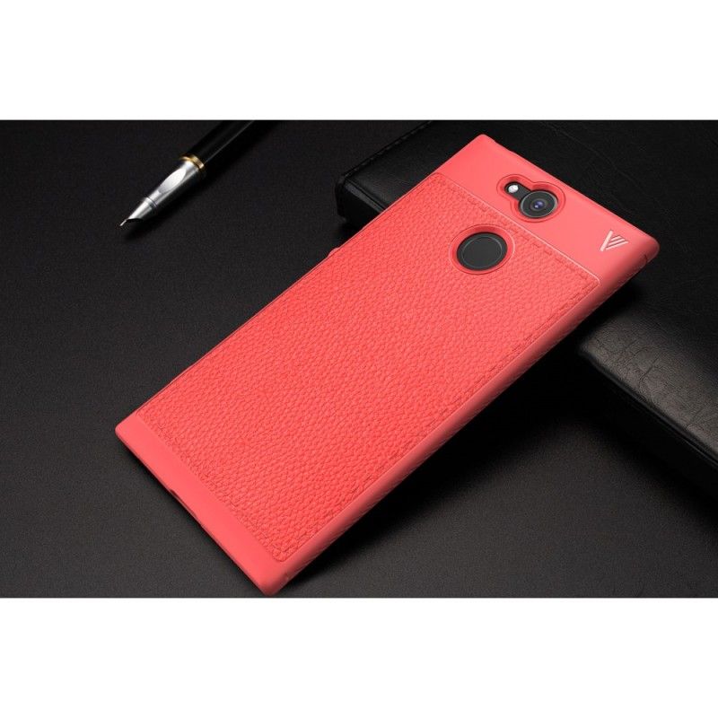 Hoesje Sony Xperia XA2 Rood Dubbellijns Lychee Leereffect