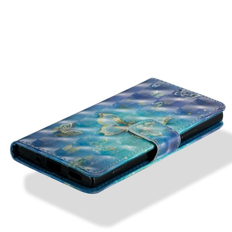 Leren Hoesje Sony Xperia XA2 3D Gouden Vlinders