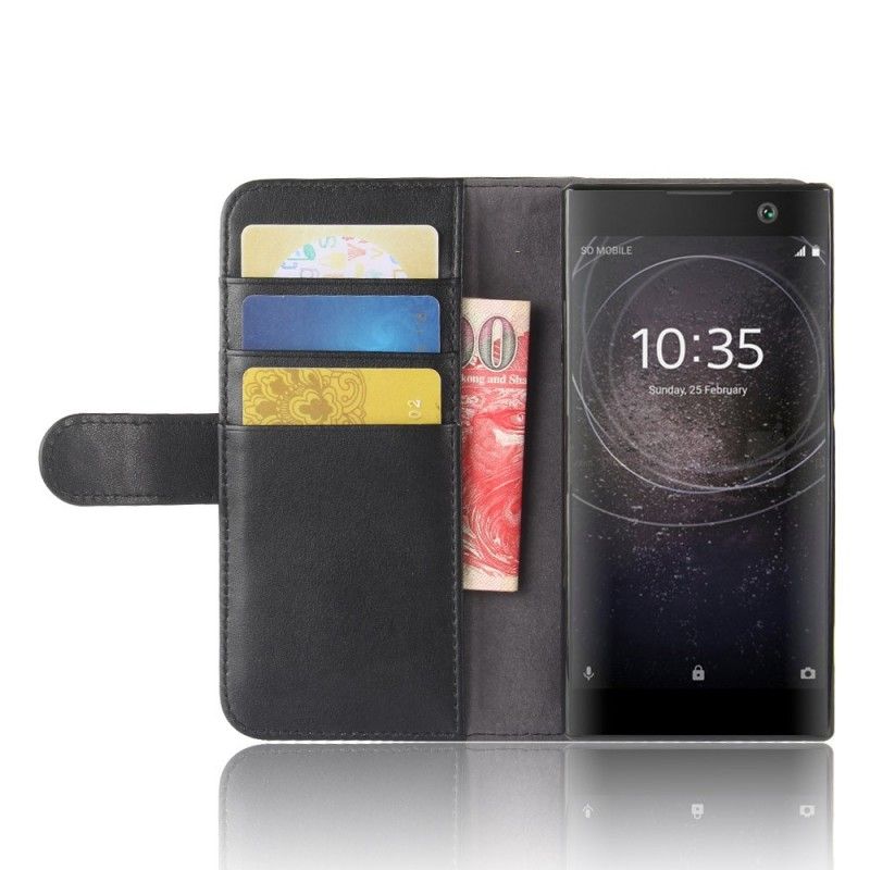 Leren Hoesje Sony Xperia XA2 Bruin Zwart Telefoonhoesje Echt Leer