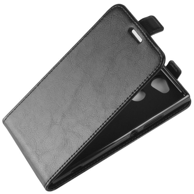 Leren Hoesje Sony Xperia XA2 Wit Zwart Telefoonhoesje Opvouwbaar