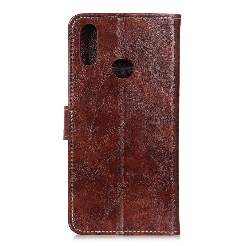 Leren Hoesje voor Alcatel 3X (2019) Rood Zwart Glanzende En Zichtbare Naden