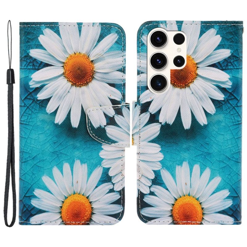 Leren Hoesje Samsung Galaxy S24 Ultra 5g Bandchrysanten Bescherming Hoesje