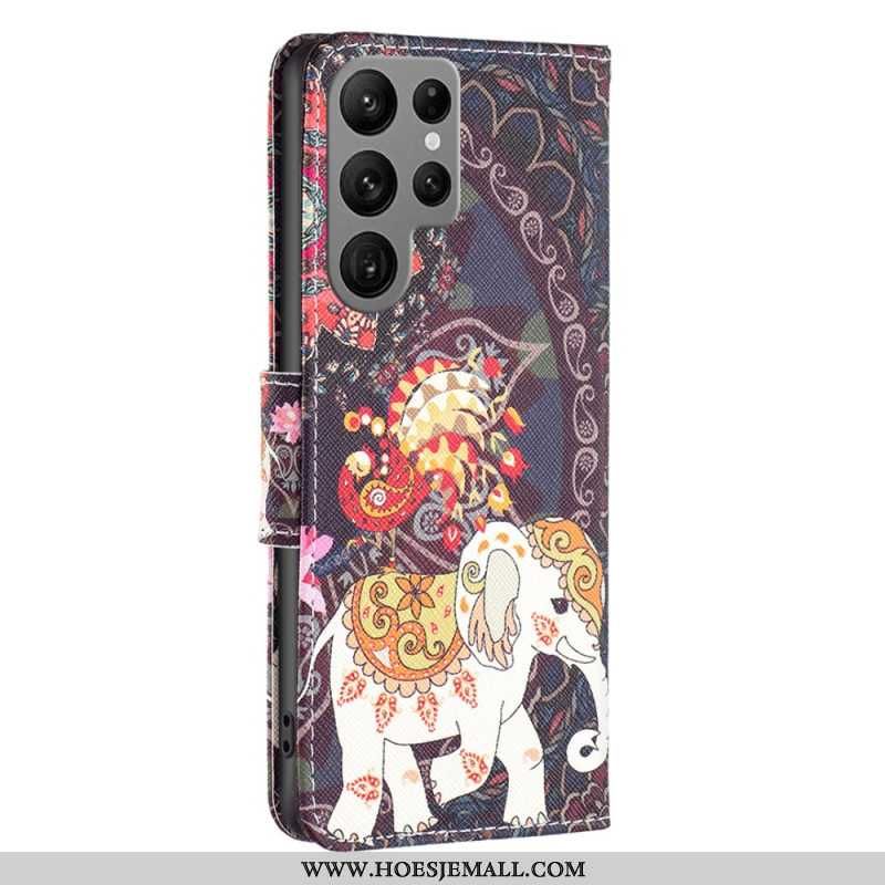 Leren Hoesje Samsung Galaxy S24 Ultra 5g Stamolifant Bescherming Hoesje