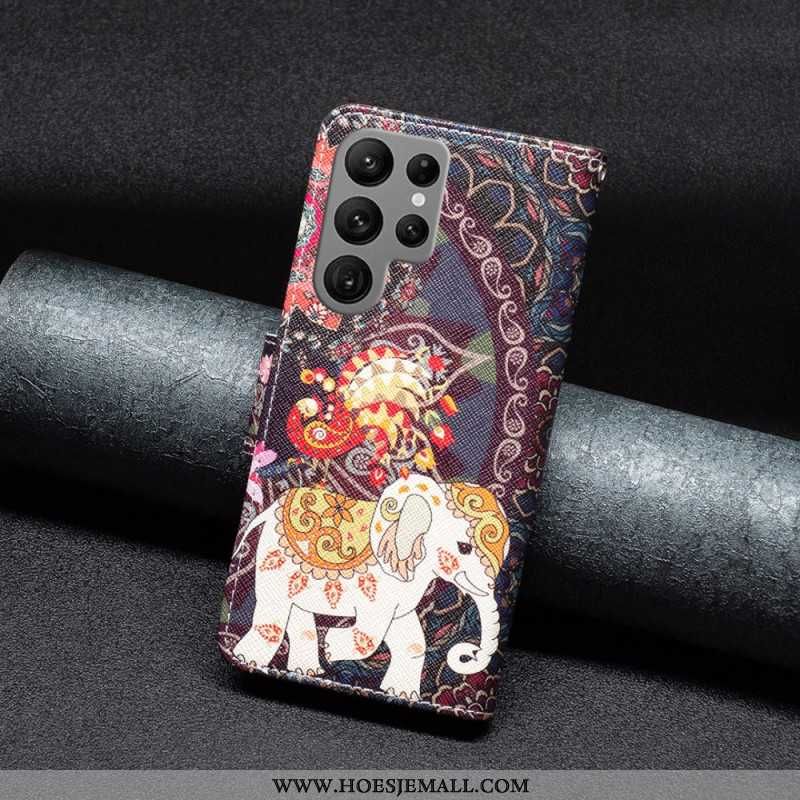 Leren Hoesje Samsung Galaxy S24 Ultra 5g Stamolifant Bescherming Hoesje