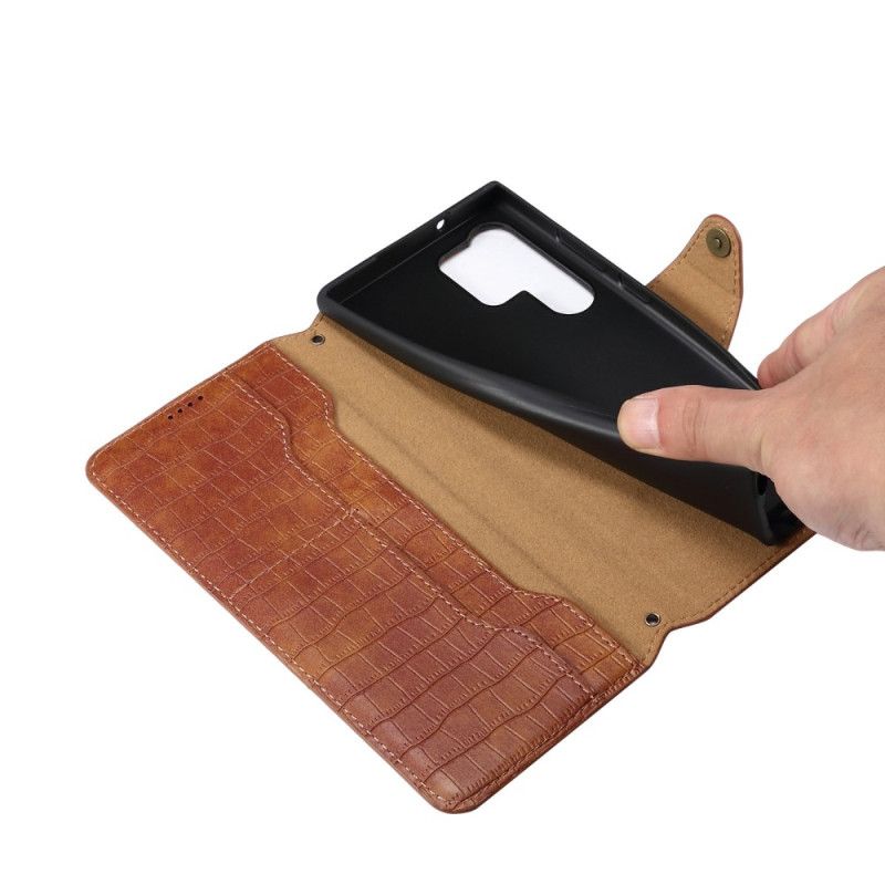 Leren Hoesje Voor Samsung Galaxy S24 Ultra 5g Krokodiltextuur