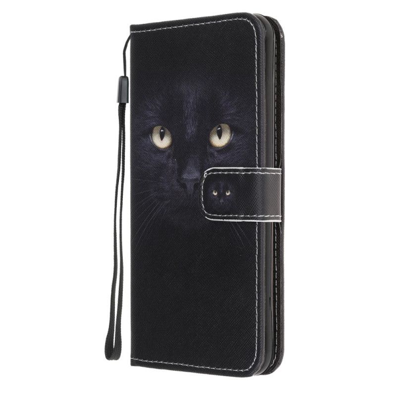 Bescherming Hoesje iPhone 12 Pro Max Telefoonhoesje Zwarte Kattenogen Met String