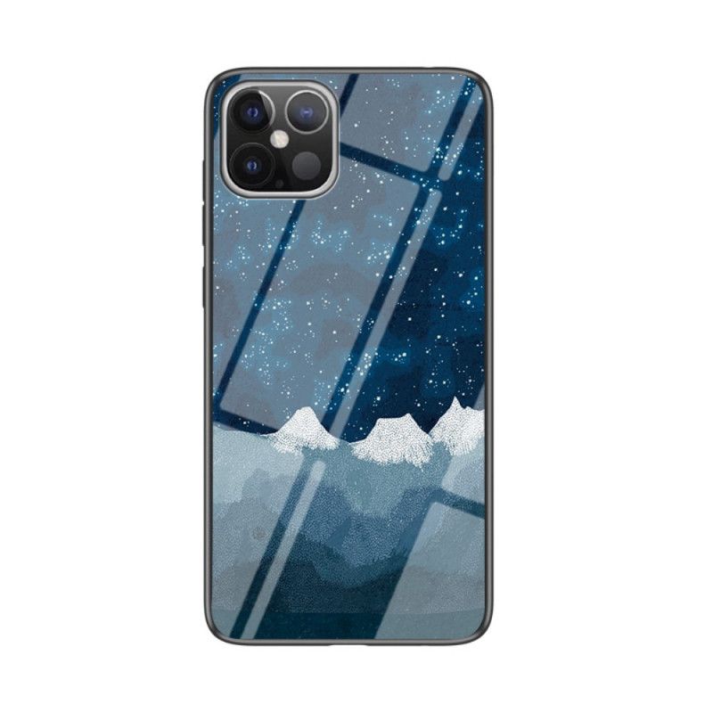 Case Hoesje iPhone 12 Pro Max Grijs Zwart Telefoonhoesje Sterrenhemel Gehard Glas