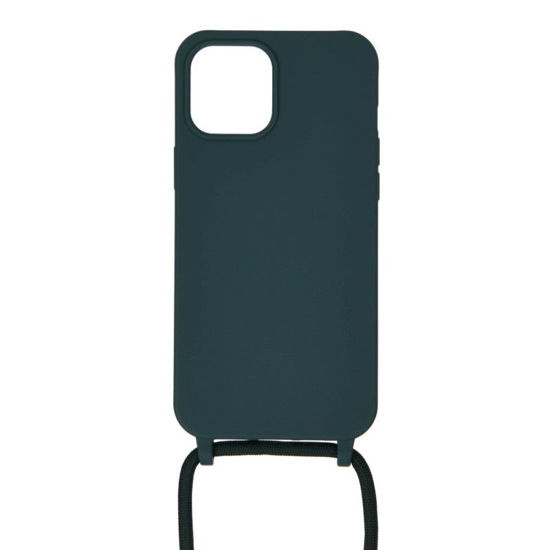 Case Hoesje iPhone 12 Pro Max Roze Zwart Telefoonhoesje Siliconen En Koord