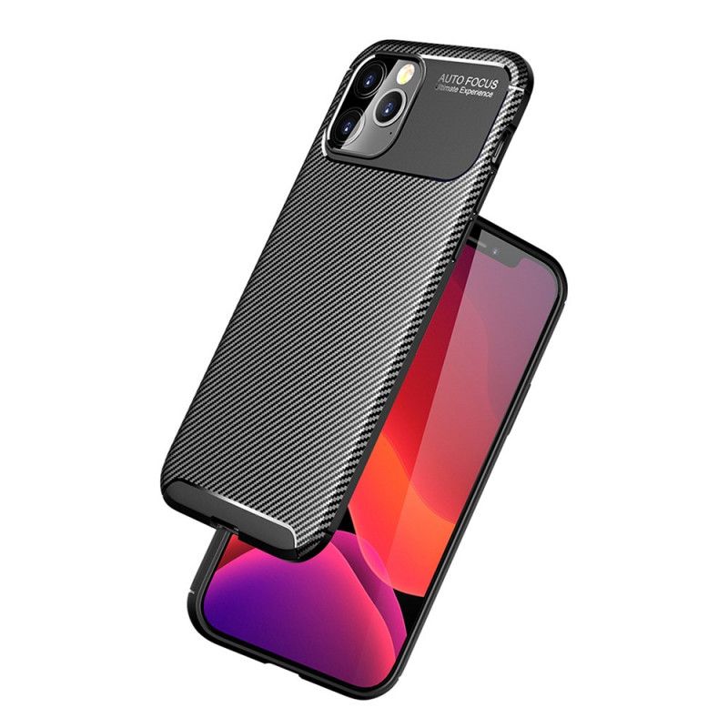 Cover Hoesje iPhone 12 Pro Max Donkerblauw Zwart Telefoonhoesje Flexibele Koolstofvezeltextuur