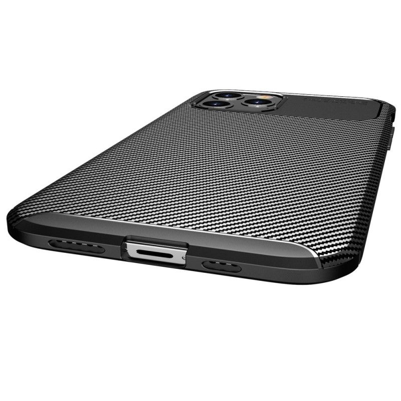 Cover Hoesje iPhone 12 Pro Max Donkerblauw Zwart Telefoonhoesje Flexibele Koolstofvezeltextuur