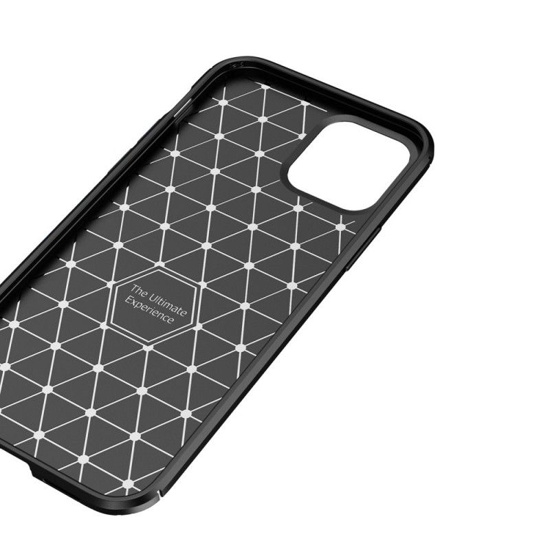 Cover Hoesje iPhone 12 Pro Max Donkerblauw Zwart Telefoonhoesje Flexibele Koolstofvezeltextuur