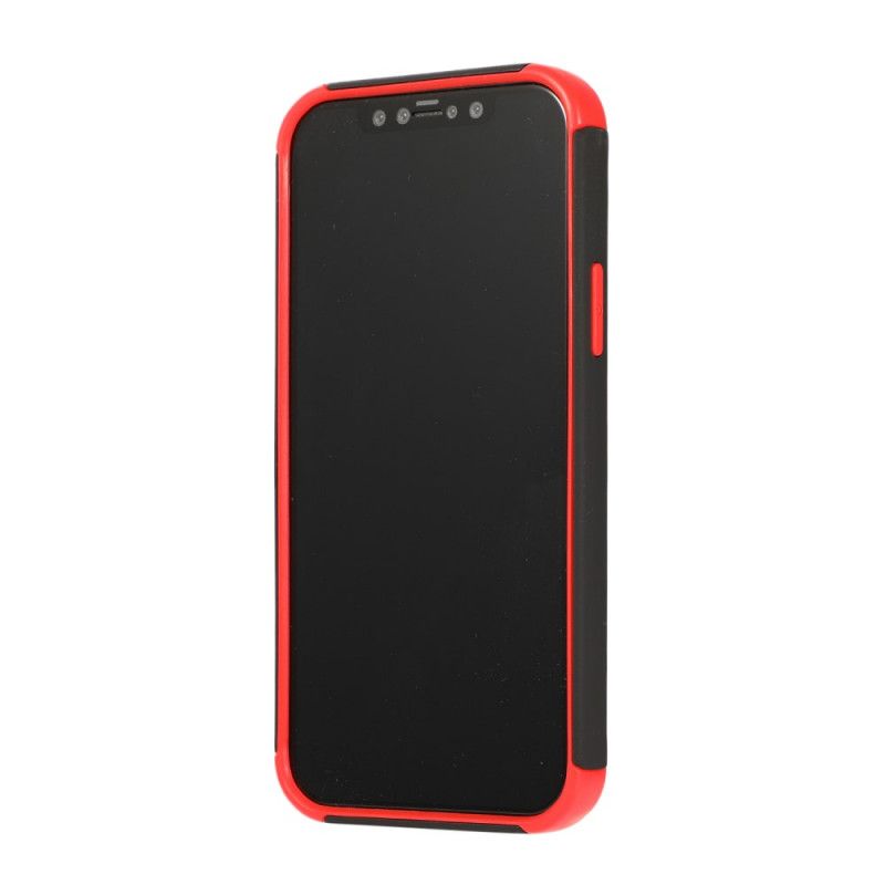 Cover Hoesje iPhone 12 Pro Max Rood Zwart Telefoonhoesje Tweekleurige Ringondersteuning