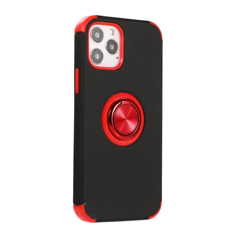 Cover Hoesje iPhone 12 Pro Max Rood Zwart Telefoonhoesje Tweekleurige Ringondersteuning