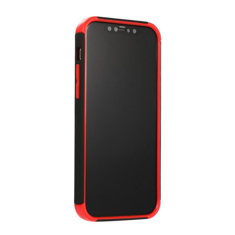 Cover Hoesje iPhone 12 Pro Max Rood Zwart Telefoonhoesje Tweekleurige Ringondersteuning