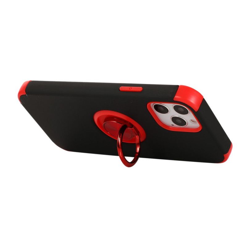 Cover Hoesje iPhone 12 Pro Max Rood Zwart Telefoonhoesje Tweekleurige Ringondersteuning