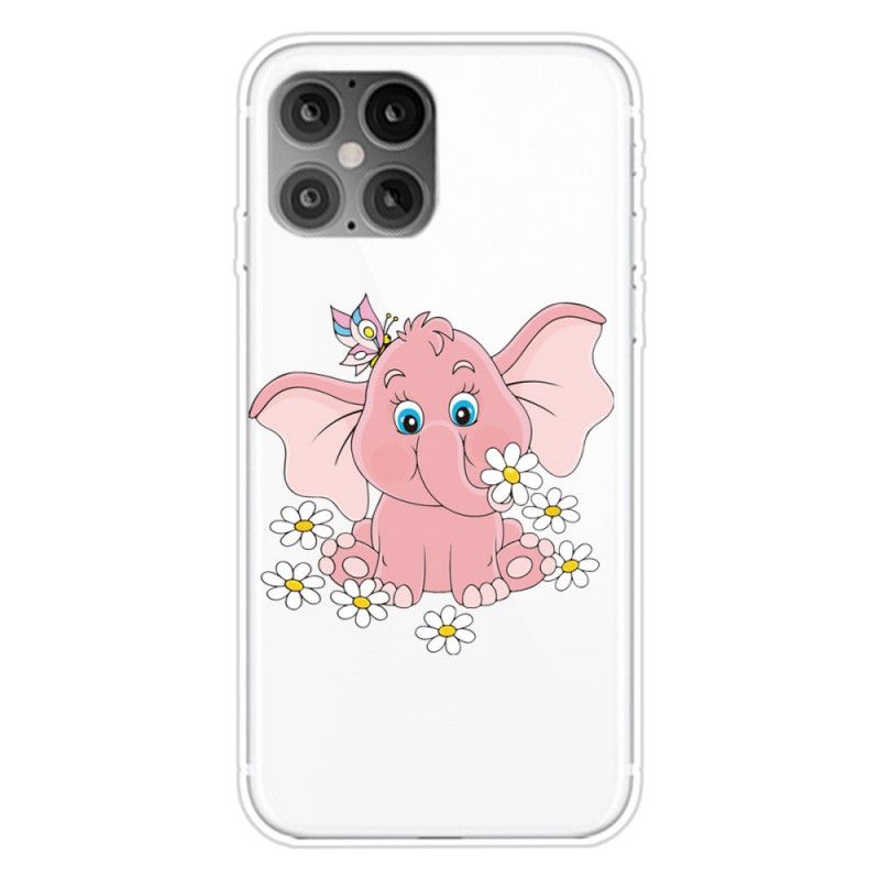 Cover Hoesje iPhone 12 Pro Max Telefoonhoesje Transparant Roze Olifant