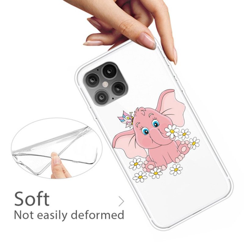 Cover Hoesje iPhone 12 Pro Max Telefoonhoesje Transparant Roze Olifant