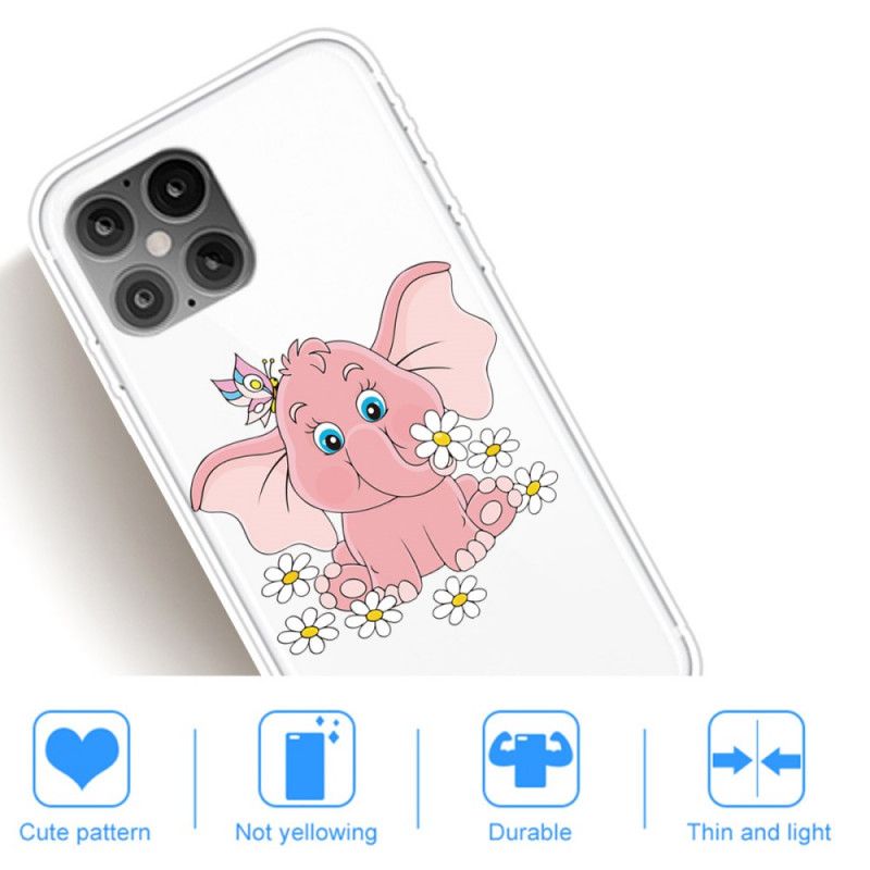 Cover Hoesje iPhone 12 Pro Max Telefoonhoesje Transparant Roze Olifant