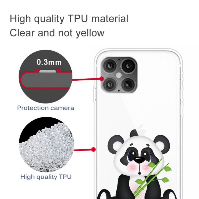 Cover Hoesje iPhone 12 Pro Max Telefoonhoesje Transparante Droevige Panda
