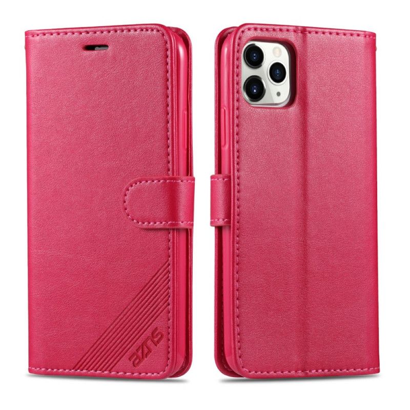 Flip Case Leren iPhone 12 Pro Max Rood Zwart Kunstleer Azns