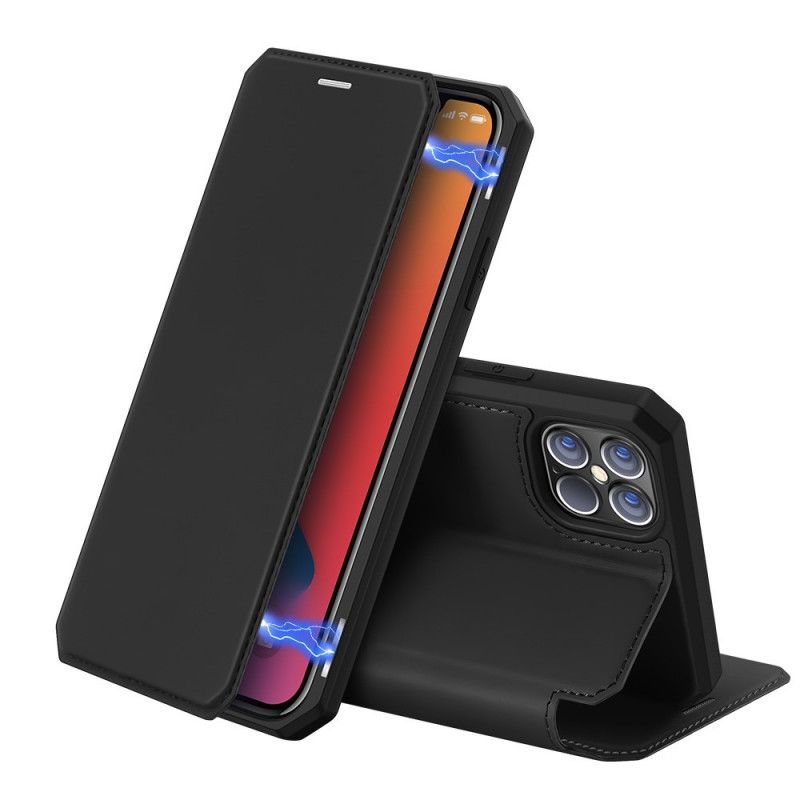Folio-hoesje iPhone 12 Pro Max Donkerblauw Zwart Telefoonhoesje Huid X Serie Dux Ducis