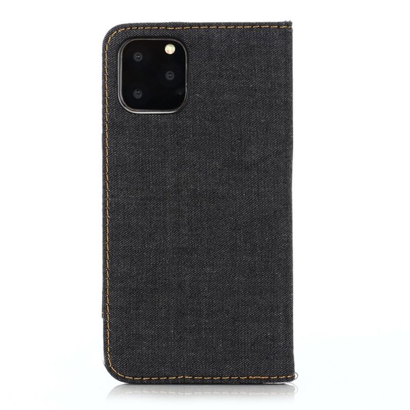 Folio-hoesje iPhone 12 Pro Max Donkerblauw Zwart Telefoonhoesje Kaarthouder Vooraan In Jeanszak