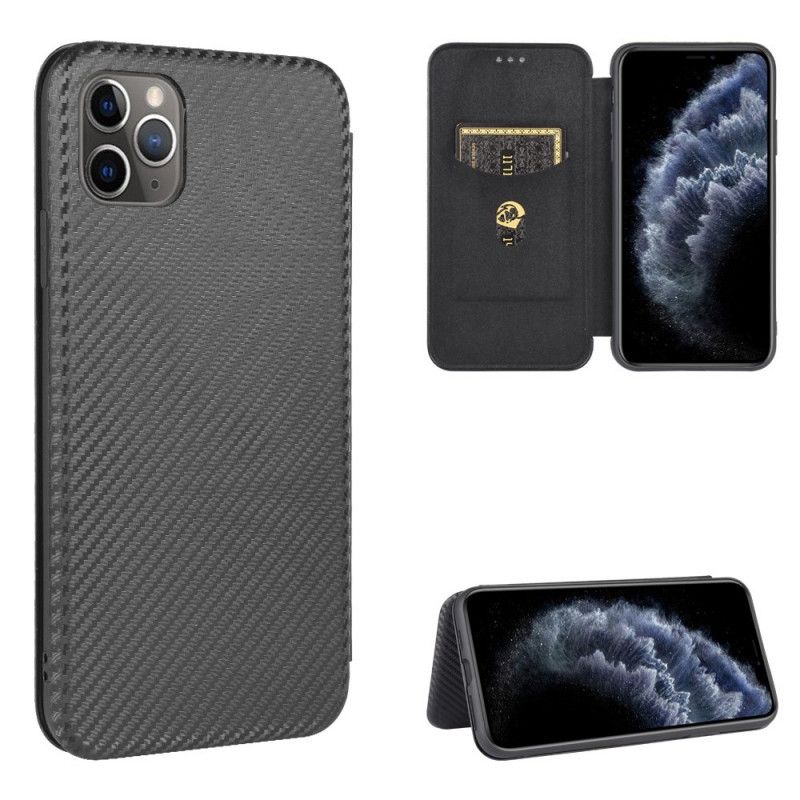 Folio-hoesje iPhone 12 Pro Max Groen Zwart Koolstofvezel